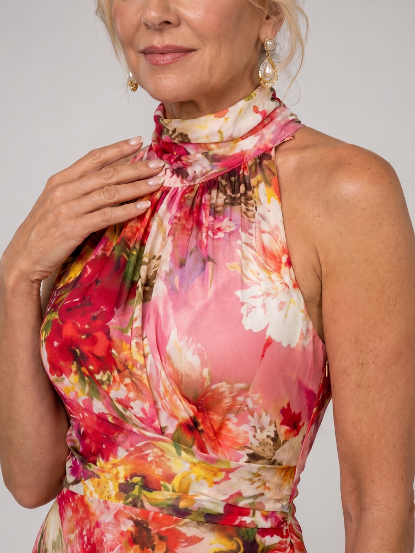 Nathalie | Robe Maxi Imprimé Floral à Col Halter