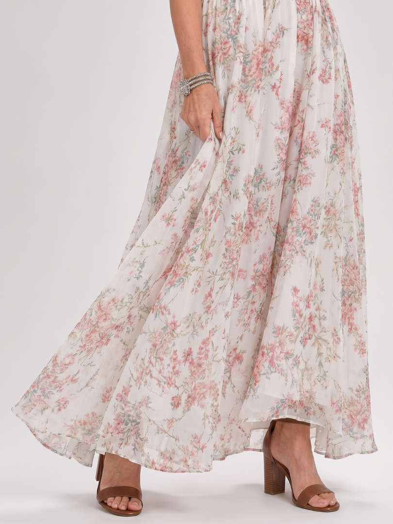 Christine | Robe midi à imprimé floral et jupe fluide