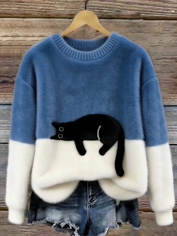 Carine | Pull Oversize Élégant avec Chat