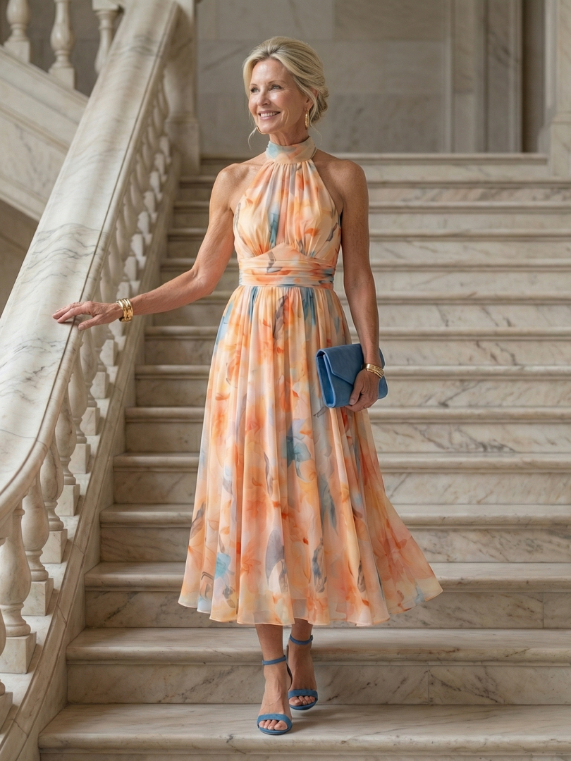 Hélène | Robe Midi Halter Douce
