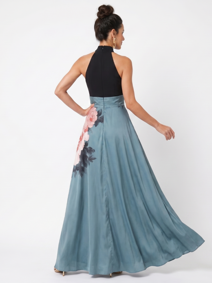 Danielle | Robe Maxi à Bustier et Jupe Fleurie