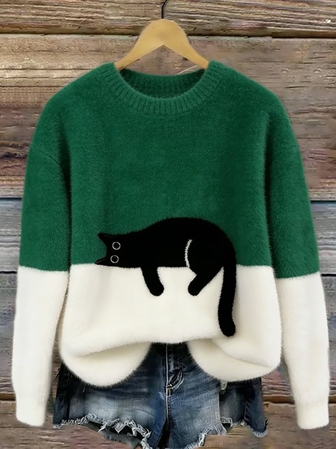 Carine | Pull Oversize Élégant avec Chat