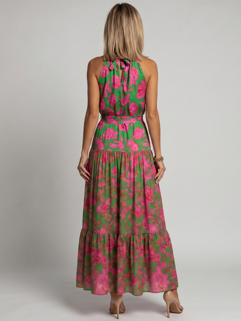 Josiane | Robe Midi Drapée à Col Halter