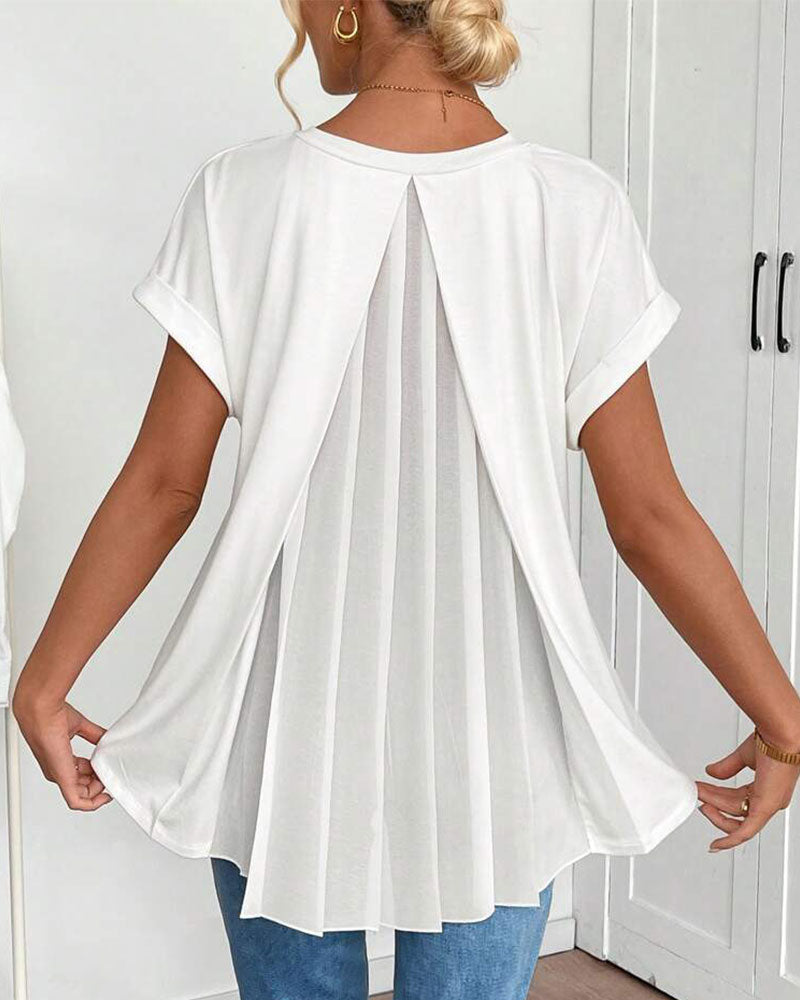 T-Shirt À Manches Courtes Uni Patchwork