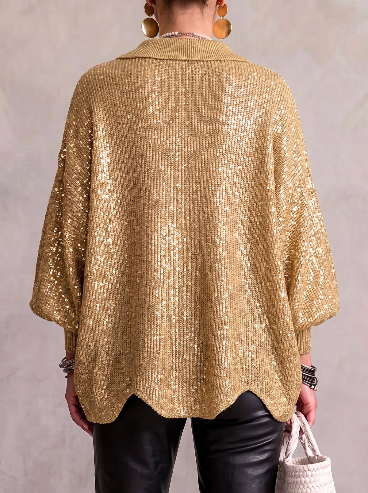 Odile | Cardigan Surdimensionné à Col avec Gros Boutons Métalliques