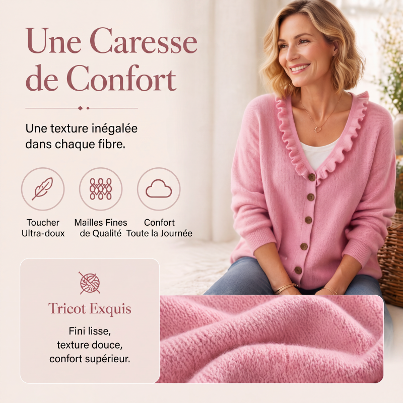 Margaux | Cardigan en maille à col volanté pour femme