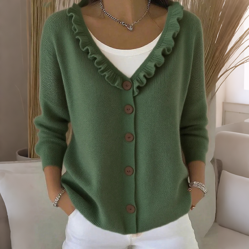 Margaux | Cardigan en maille à col volanté pour femme
