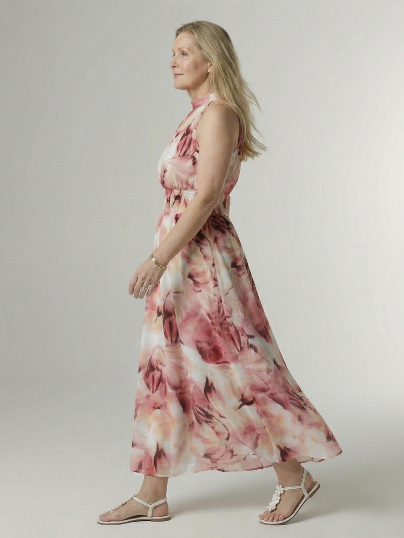 Sylvie | Robe Midi à Encolure Halter Rassemblée