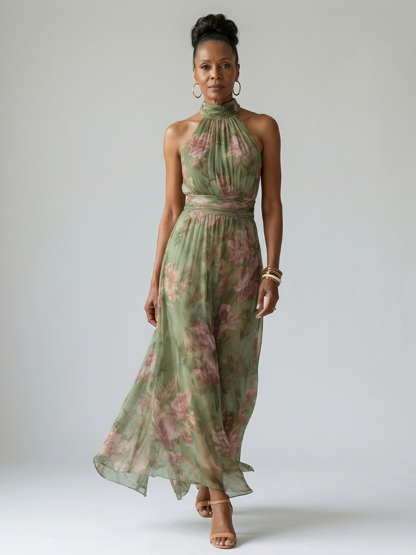 Éliane | Robe Midi à Bretelles Rassemblées