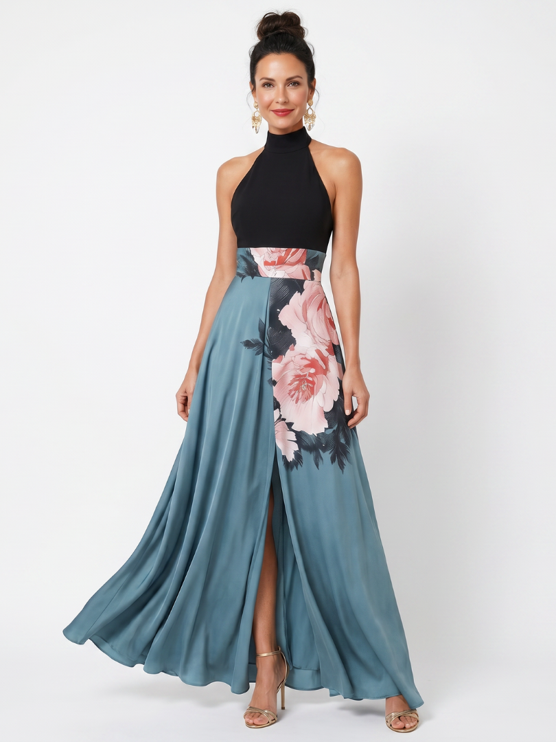 Danielle | Robe Maxi à Bustier et Jupe Fleurie