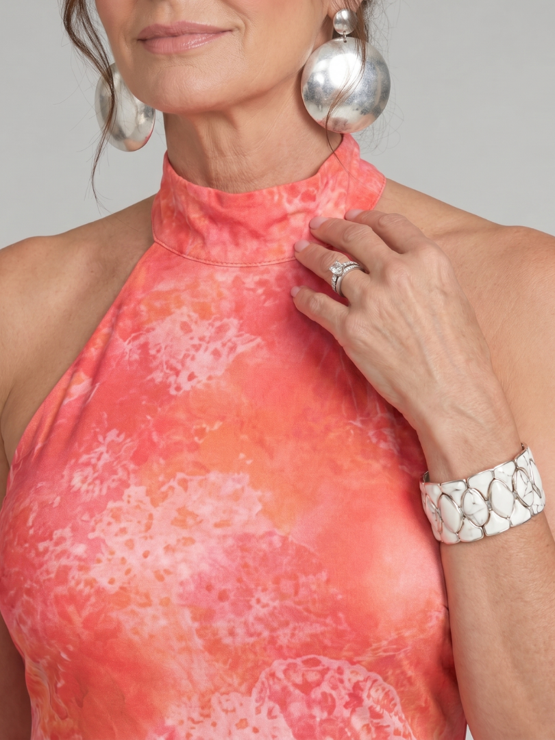 Catherine | Robe Maxi à Imprimé et Col Halter