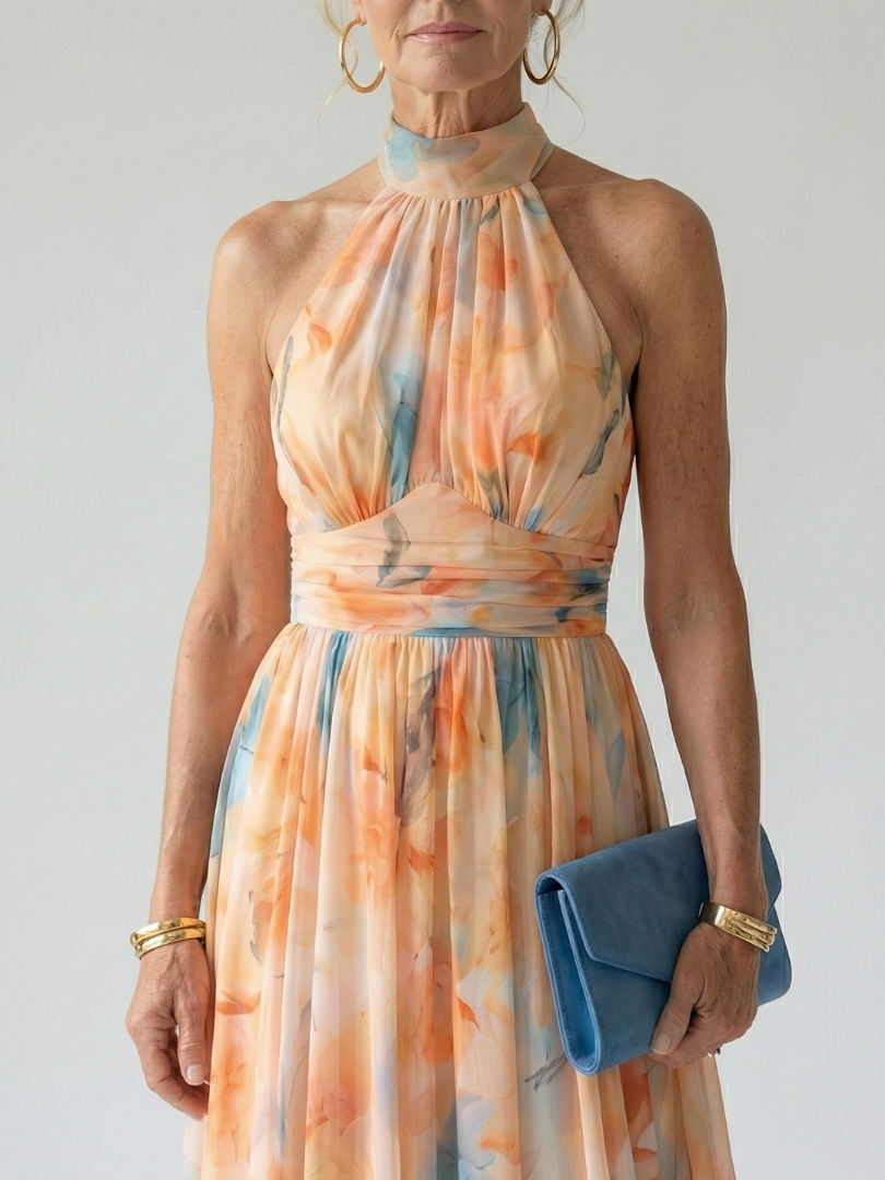Hélène | Robe Midi Halter Douce