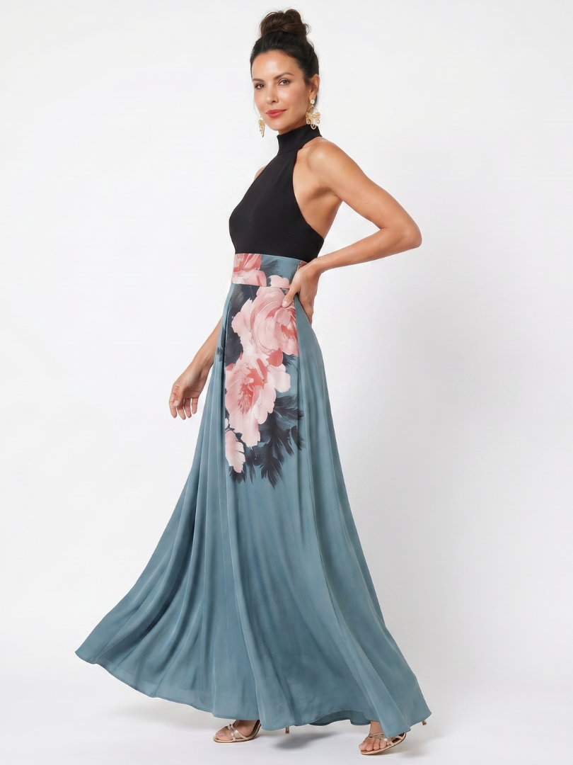 Danielle | Robe Maxi à Bustier et Jupe Fleurie