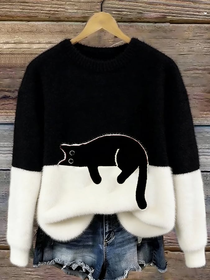 Carine | Pull Oversize Élégant avec Chat
