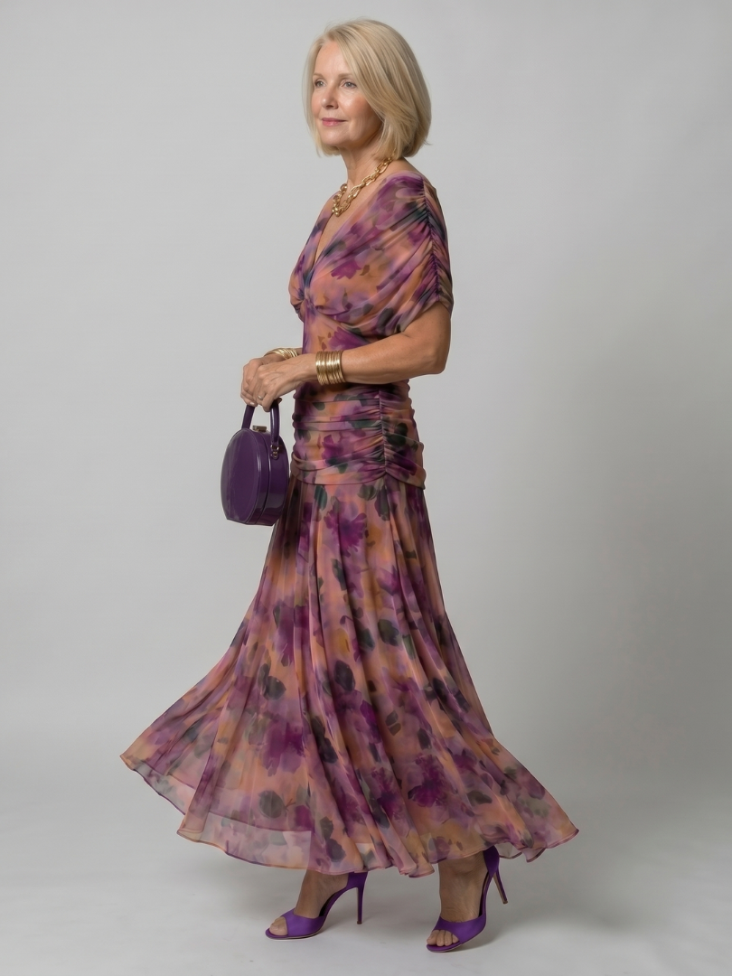 Lucienne | Robe Midi Décontractée à Épaules Dénudées