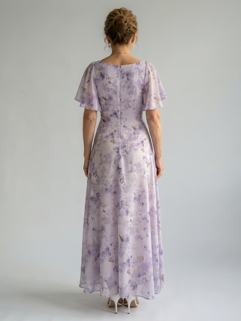Martine | Robe Midi à Manches Volantes