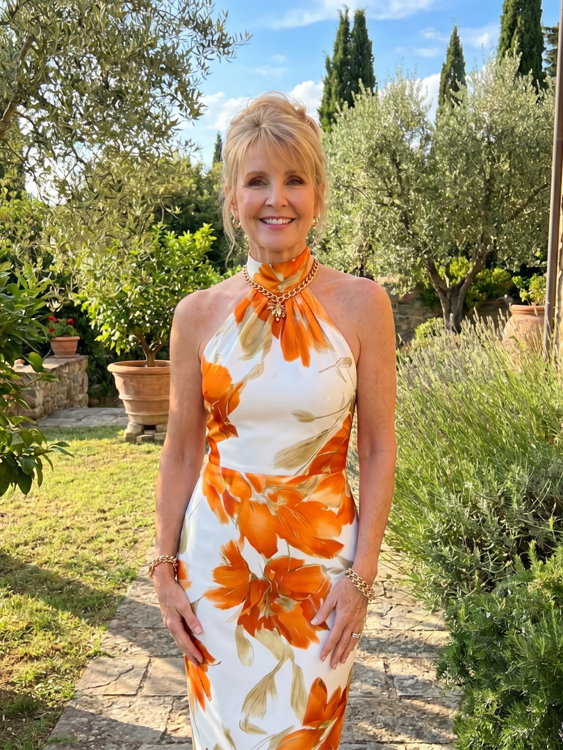 Isabelle | Robe Midi Imprimée Florale à Encolure Halter