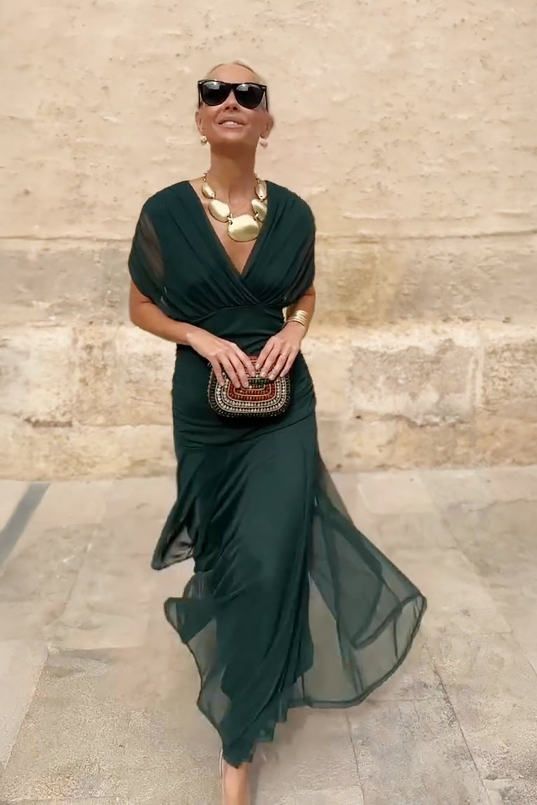 Victoire — Robe maxi de fête élégante à col V