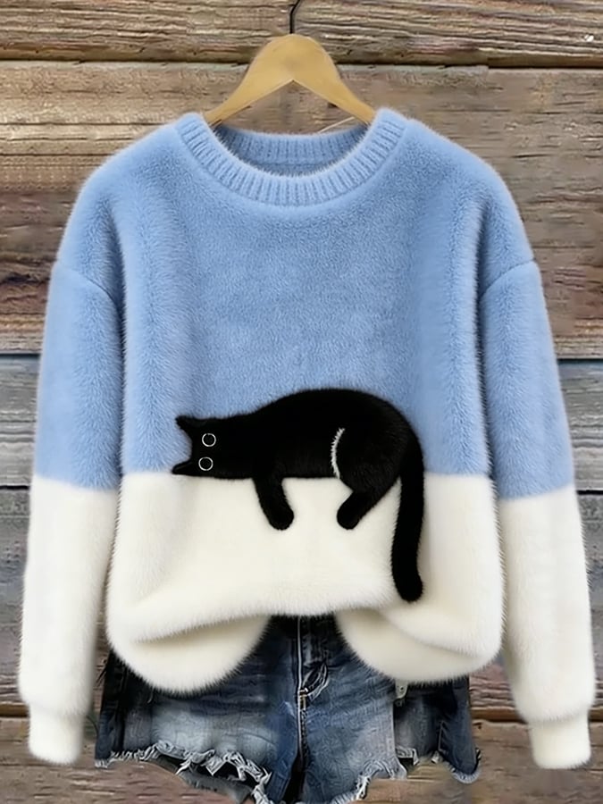 Carine | Pull Oversize Élégant avec Chat