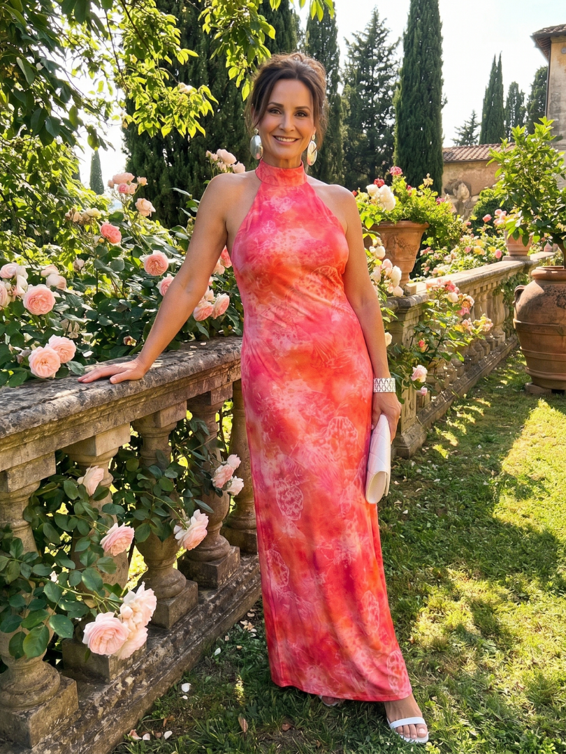 Catherine | Robe Maxi à Imprimé et Col Halter