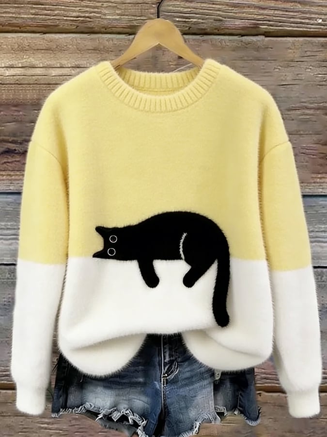 Carine | Pull Oversize Élégant avec Chat