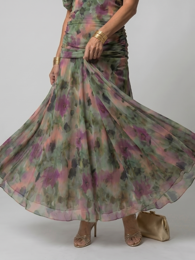 Lucienne | Robe Midi Décontractée à Épaules Dénudées
