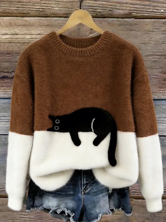 Carine | Pull Oversize Élégant avec Chat