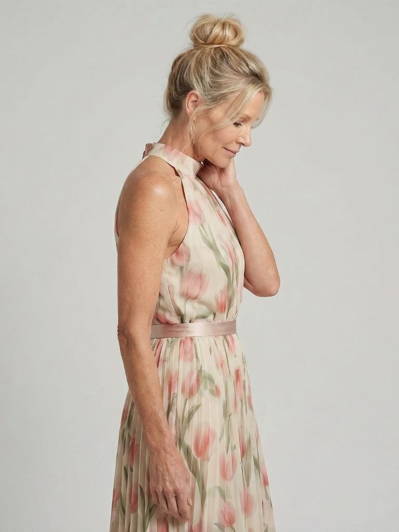 Nicole | Robe Midi Fleurie à Col Halter