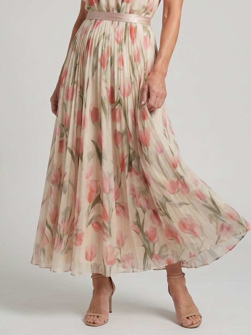 Nicole | Robe Midi Fleurie à Col Halter