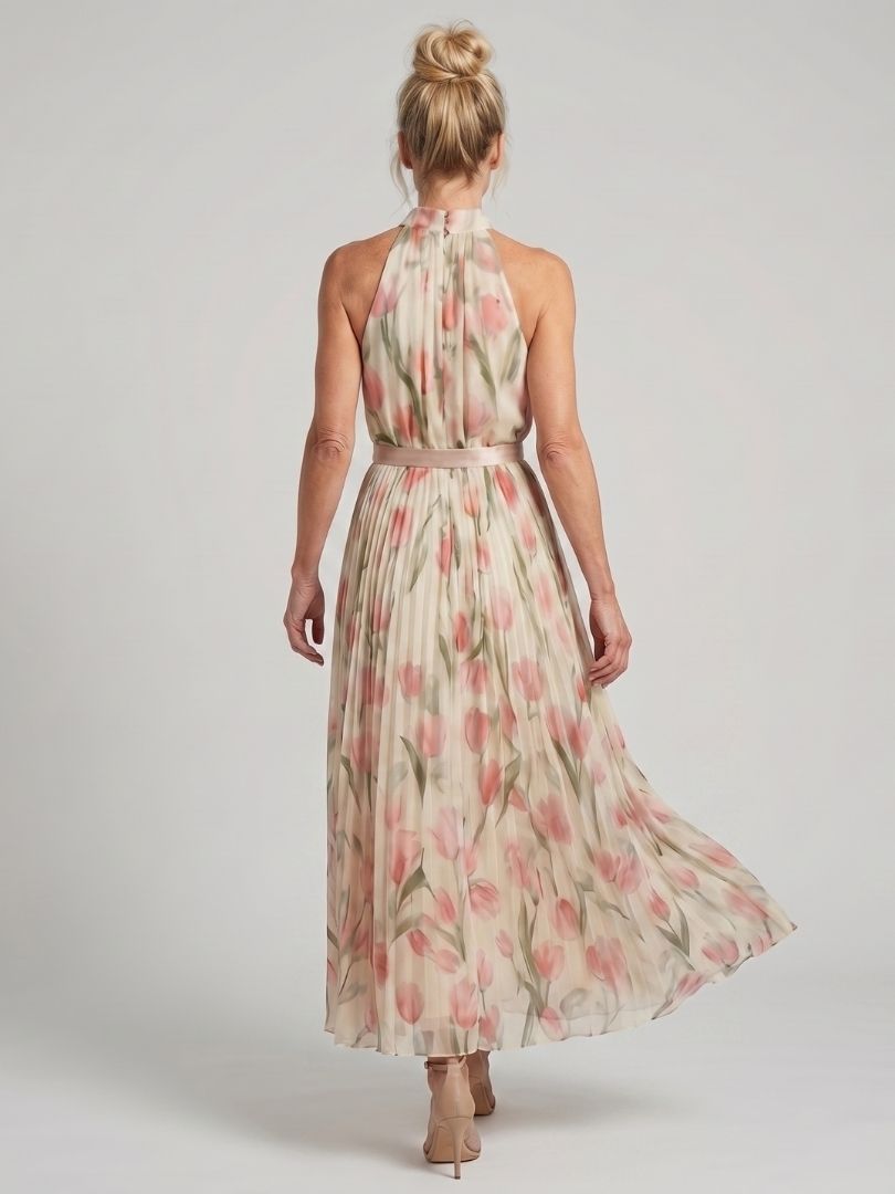 Nicole | Robe Midi Fleurie à Col Halter