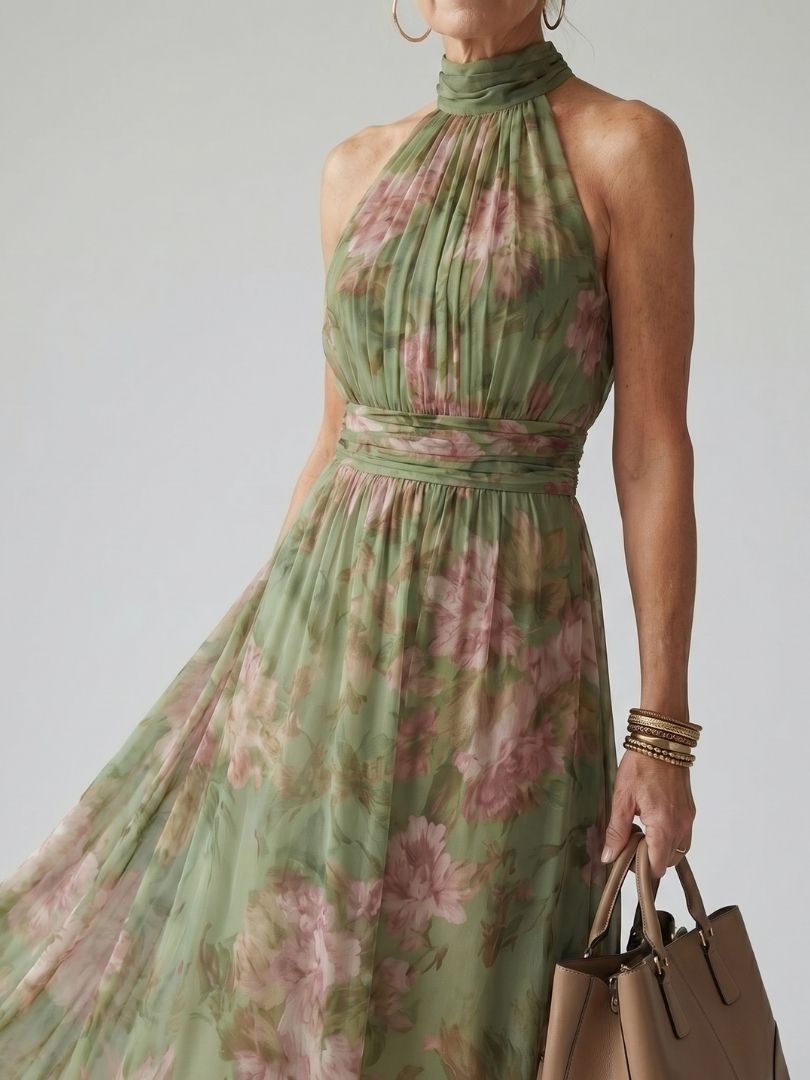 Éliane | Robe Midi à Bretelles Rassemblées