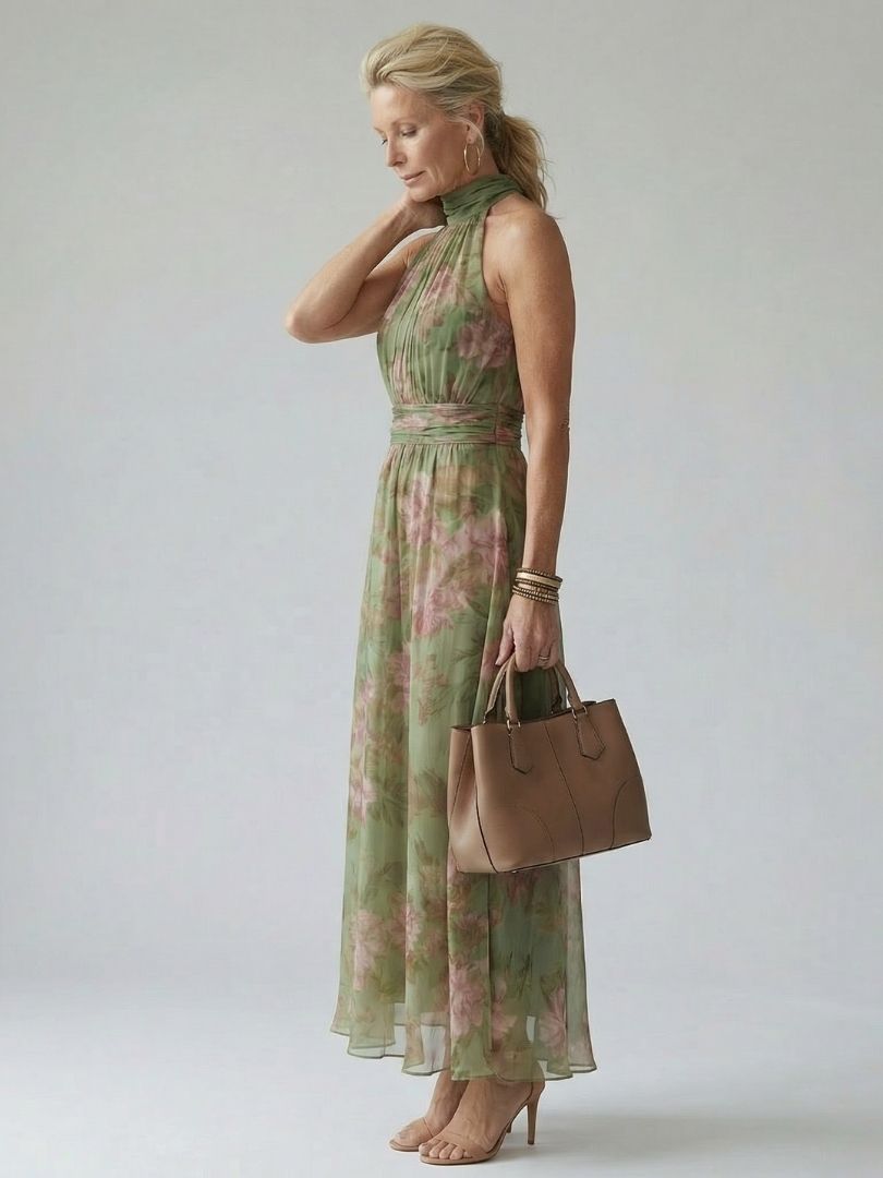 Éliane | Robe Midi à Bretelles Rassemblées