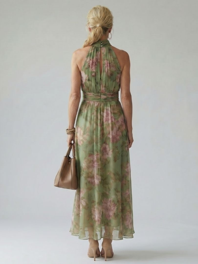 Éliane | Robe Midi à Bretelles Rassemblées