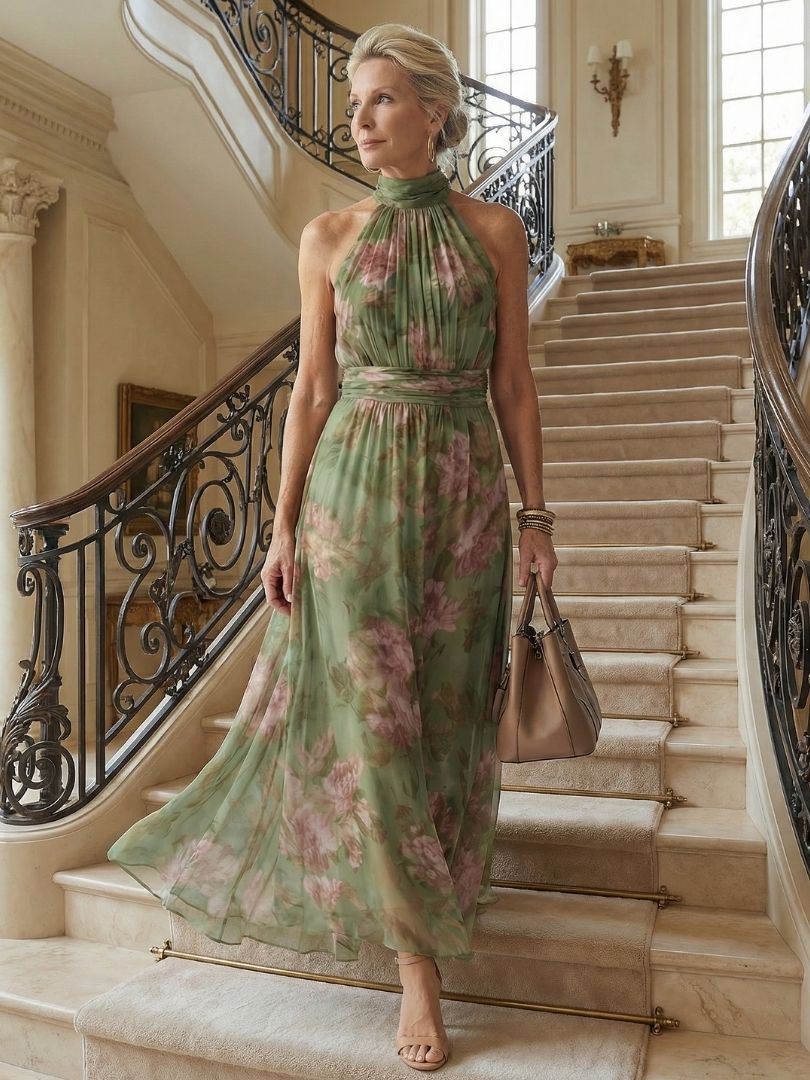 Éliane | Robe Midi à Bretelles Rassemblées