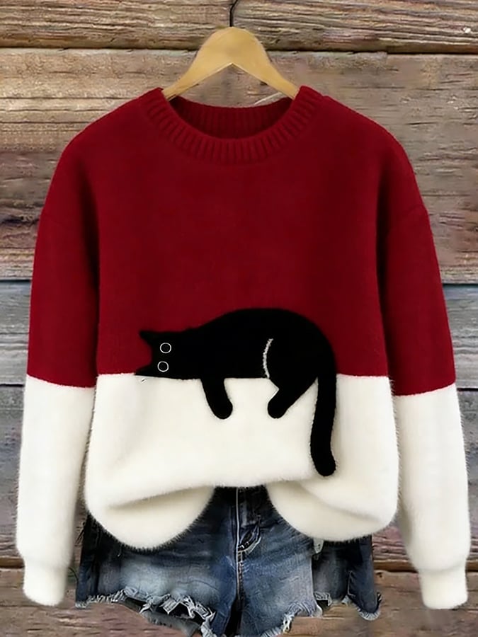 Carine | Pull Oversize Élégant avec Chat