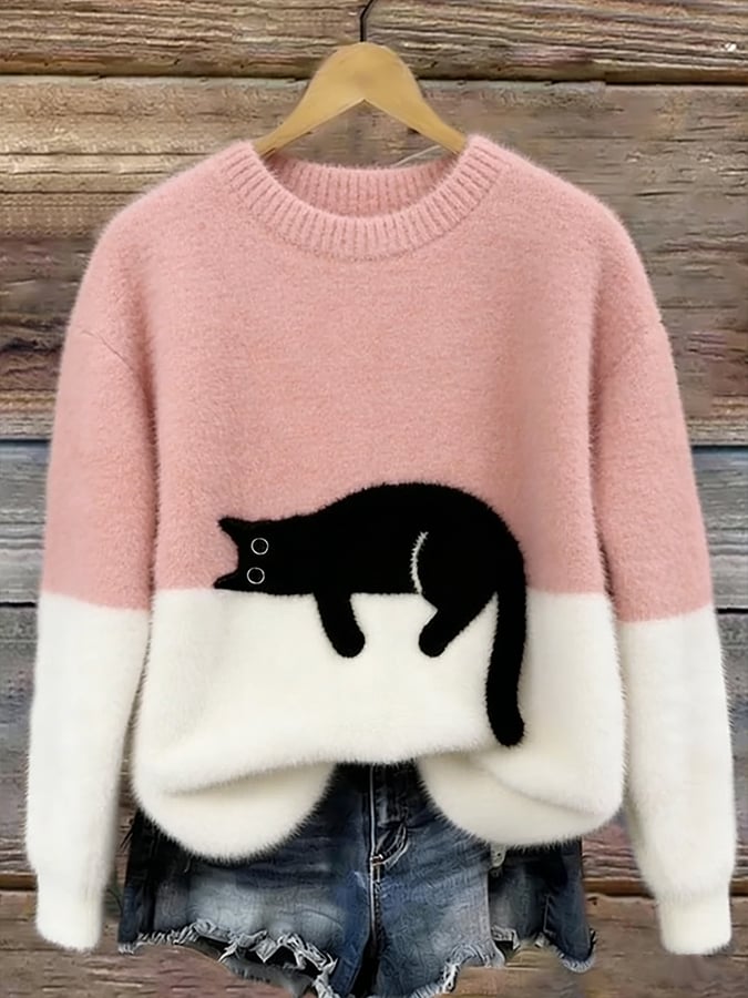 Carine | Pull Oversize Élégant avec Chat