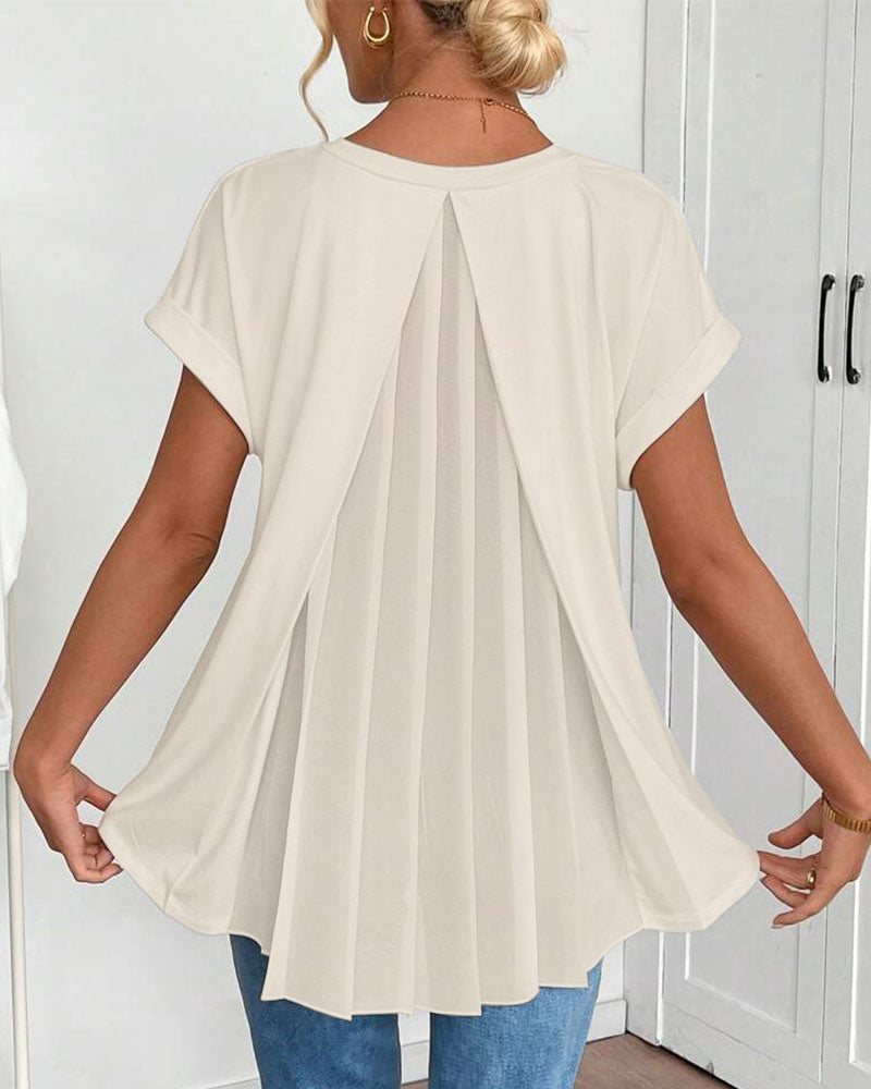 T-Shirt À Manches Courtes Uni Patchwork