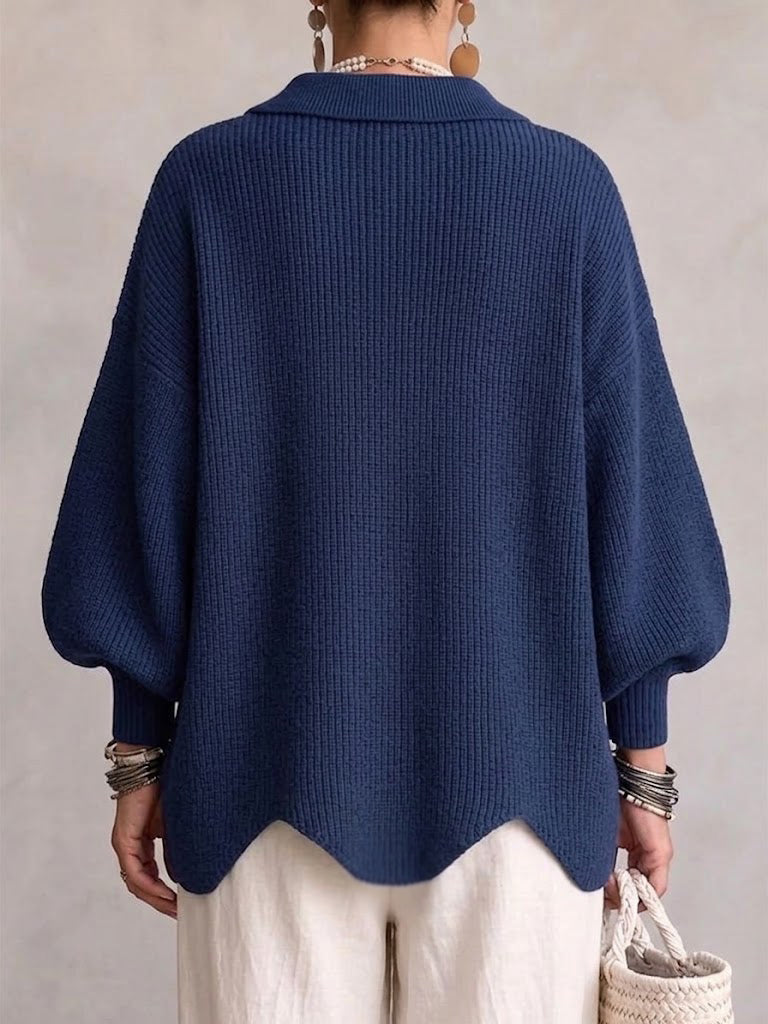 Odile | Cardigan Surdimensionné à Col avec Gros Boutons Métalliques
