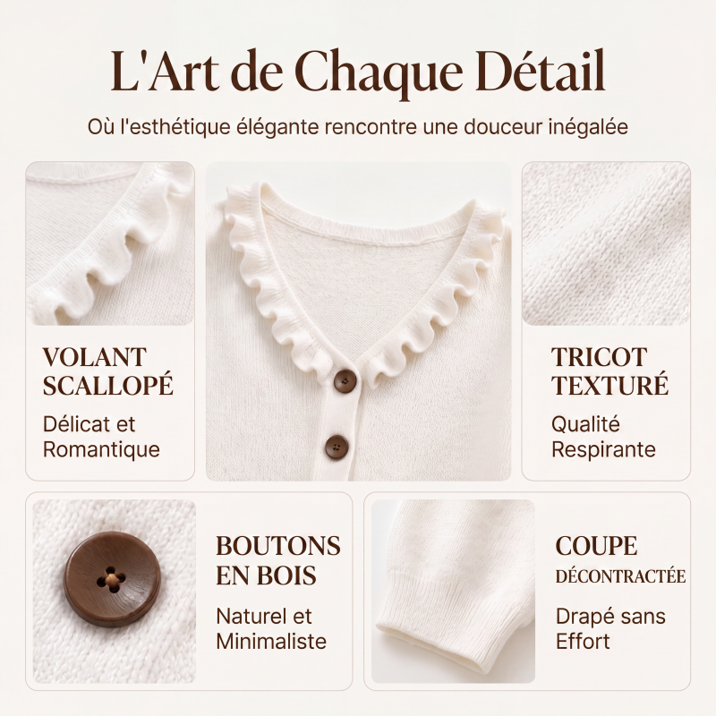 Margaux | Cardigan en maille à col volanté pour femme