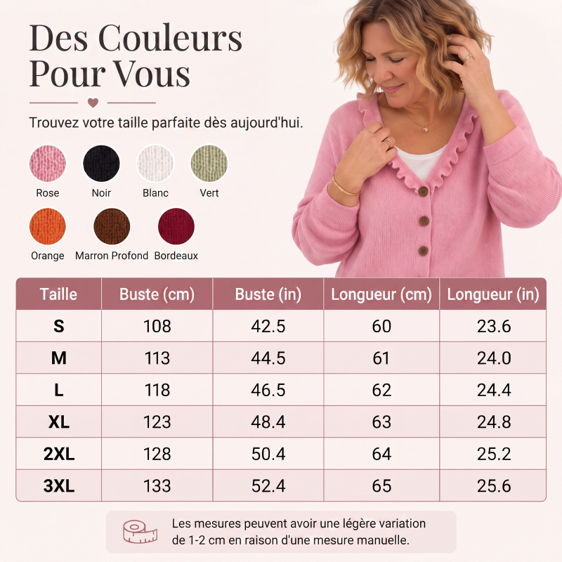 Margaux | Cardigan en maille à col volanté pour femme