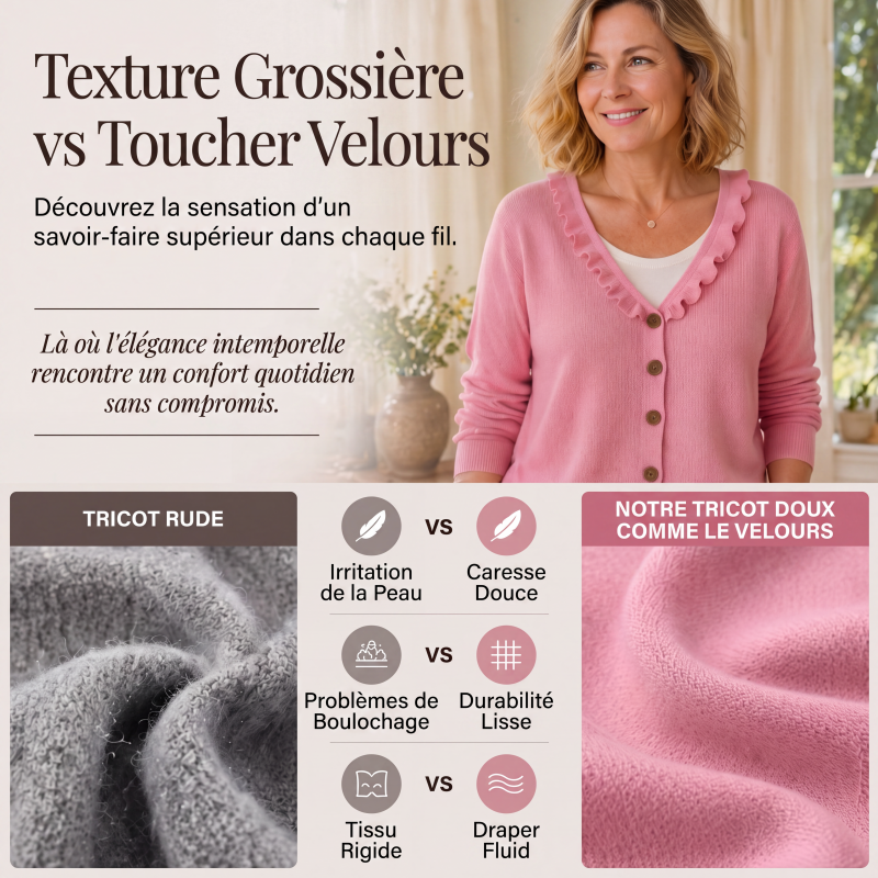 Margaux | Cardigan en maille à col volanté pour femme