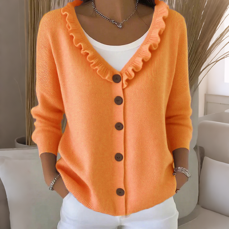 Margaux | Cardigan en maille à col volanté pour femme